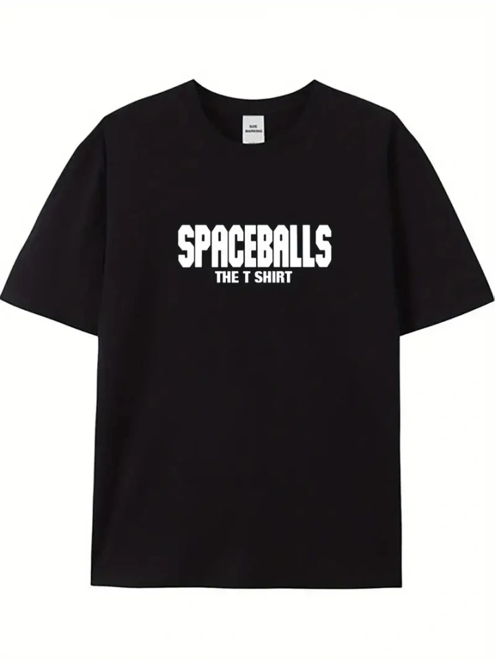 Baskılı Oversize Bisiklet Yaka T-shirt - Siyah